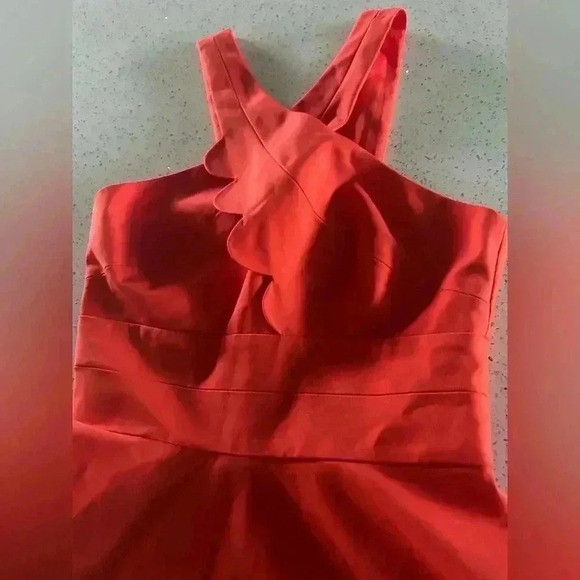 Armani exchange Chris cross front scalloped mini dress orange NWT size 4 - Picture 4 of 5